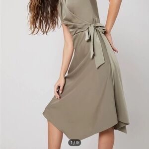 Elegant Asymmetrical Olive Green Dress